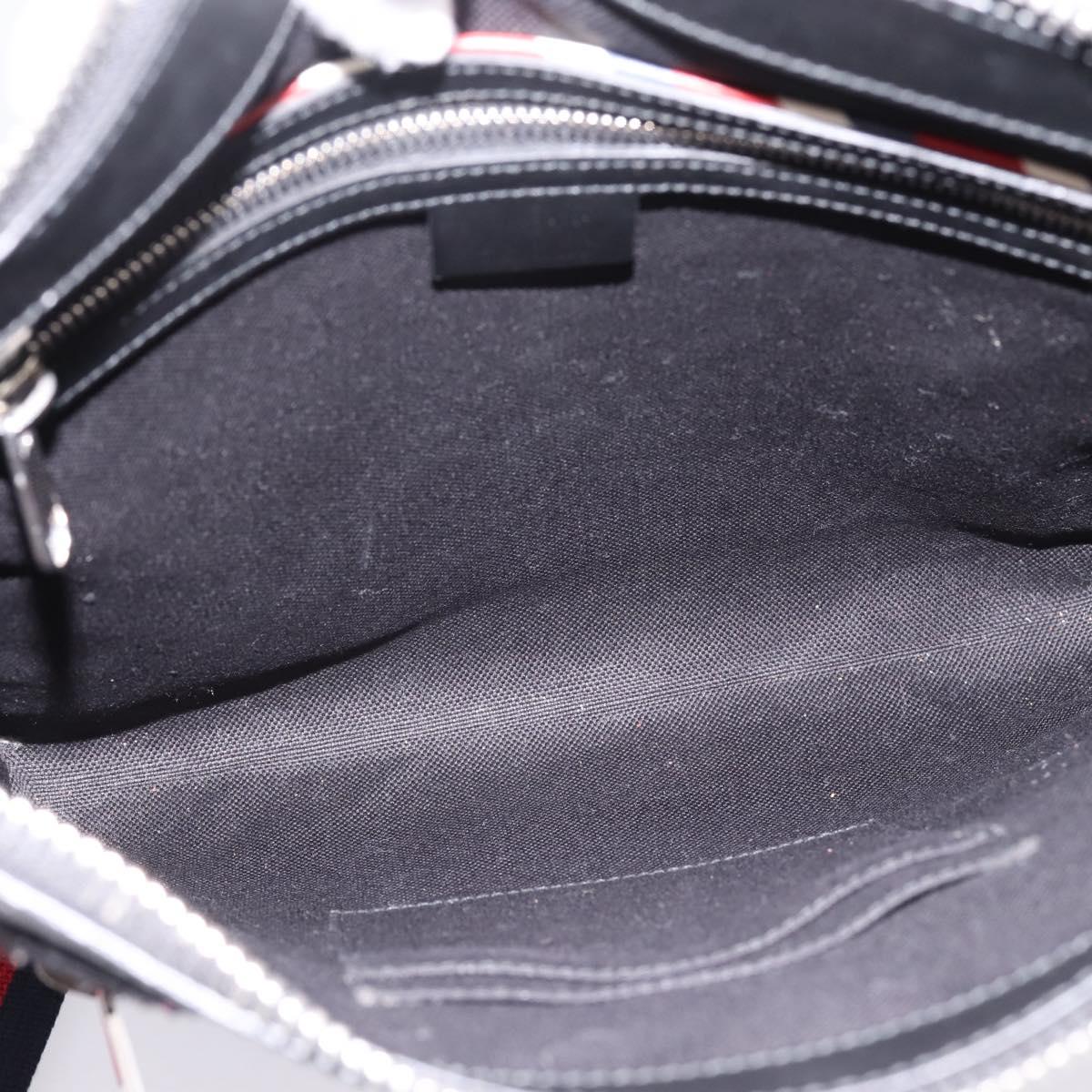 GUCCI GG Supreme Sherry Line Courier Bag PVC Black Silver 474137 Auth 198699M