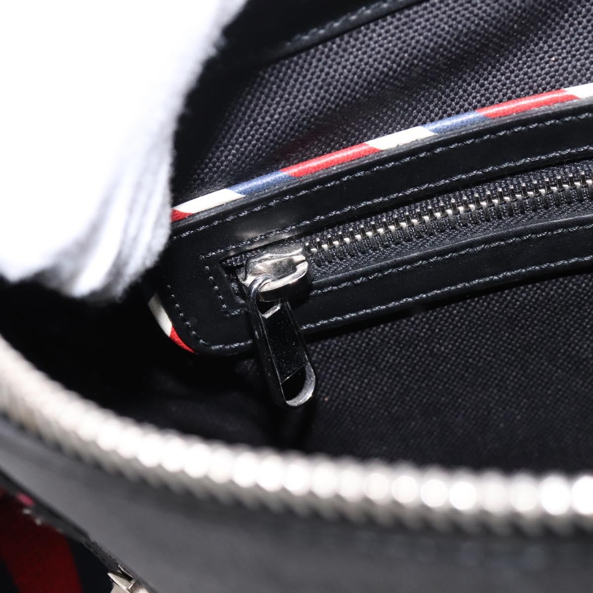 GUCCI GG Supreme Sherry Line Courier Bag PVC Black Silver 474137 Auth 198699M