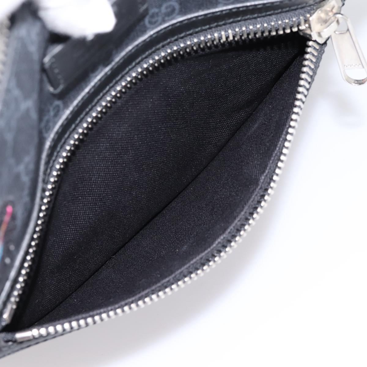 GUCCI GG Supreme Sherry Line Courier Bag PVC Black Silver 474137 Auth 198699M