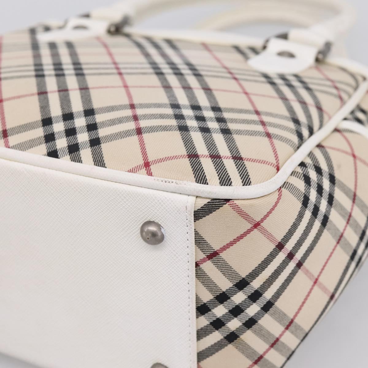 BURBERRY Nova Check Hand Bag Canvas Beige Silver Auth 198700A
