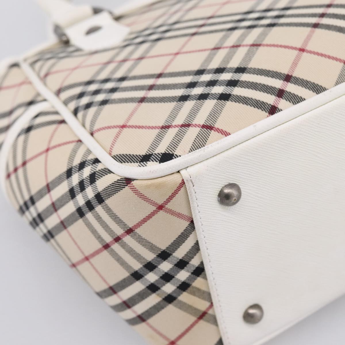 BURBERRY Nova Check Hand Bag Canvas Beige Silver Auth 198700A