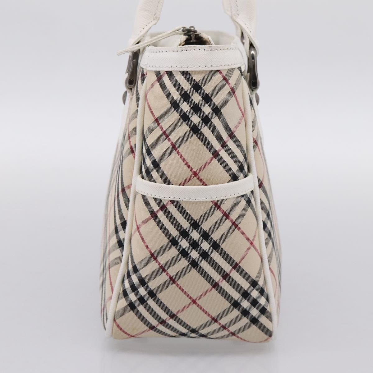 BURBERRY Nova Check Hand Bag Canvas Beige Silver Auth 198700A