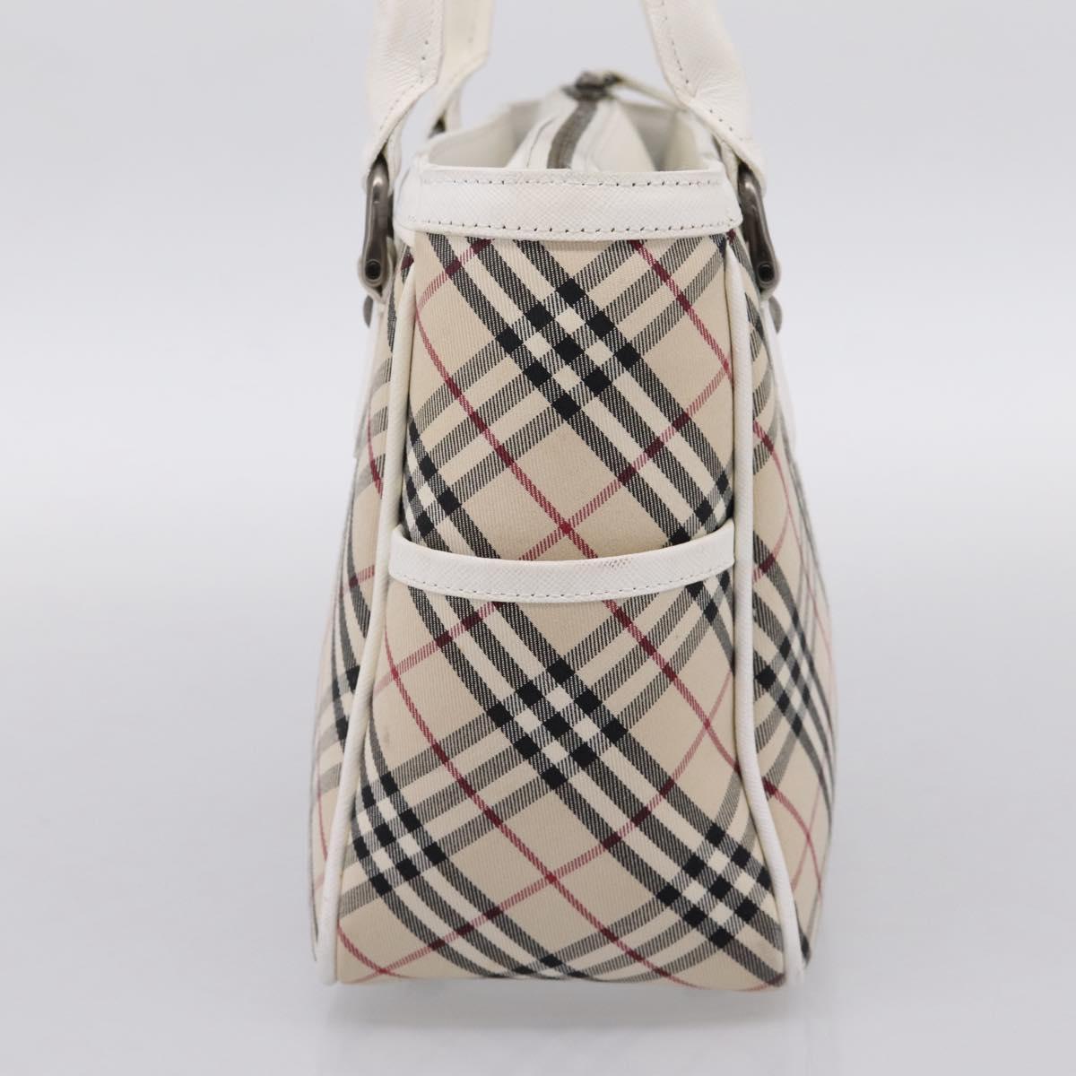 BURBERRY Nova Check Hand Bag Canvas Beige Silver Auth 198700A