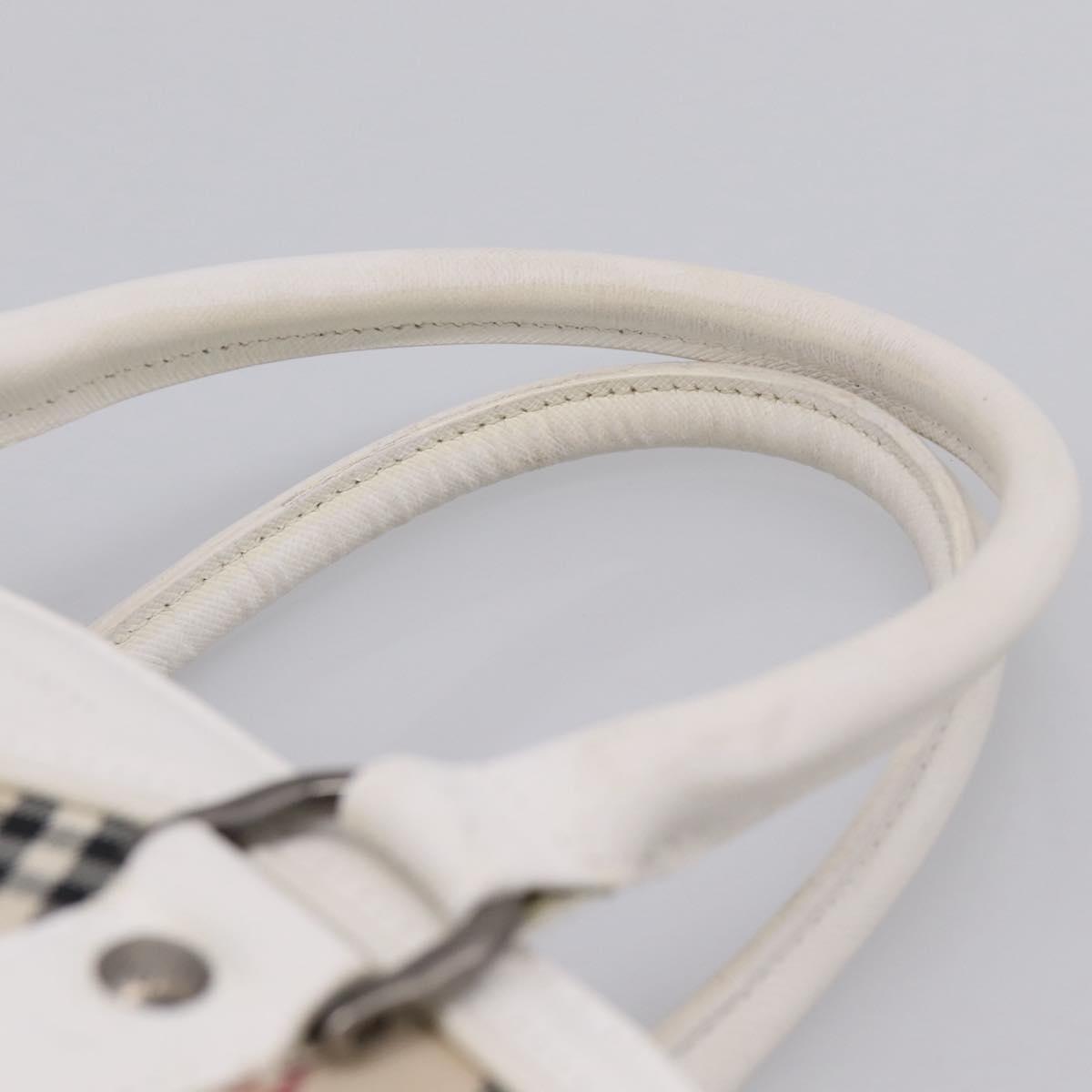 BURBERRY Nova Check Hand Bag Canvas Beige Silver Auth 198700A