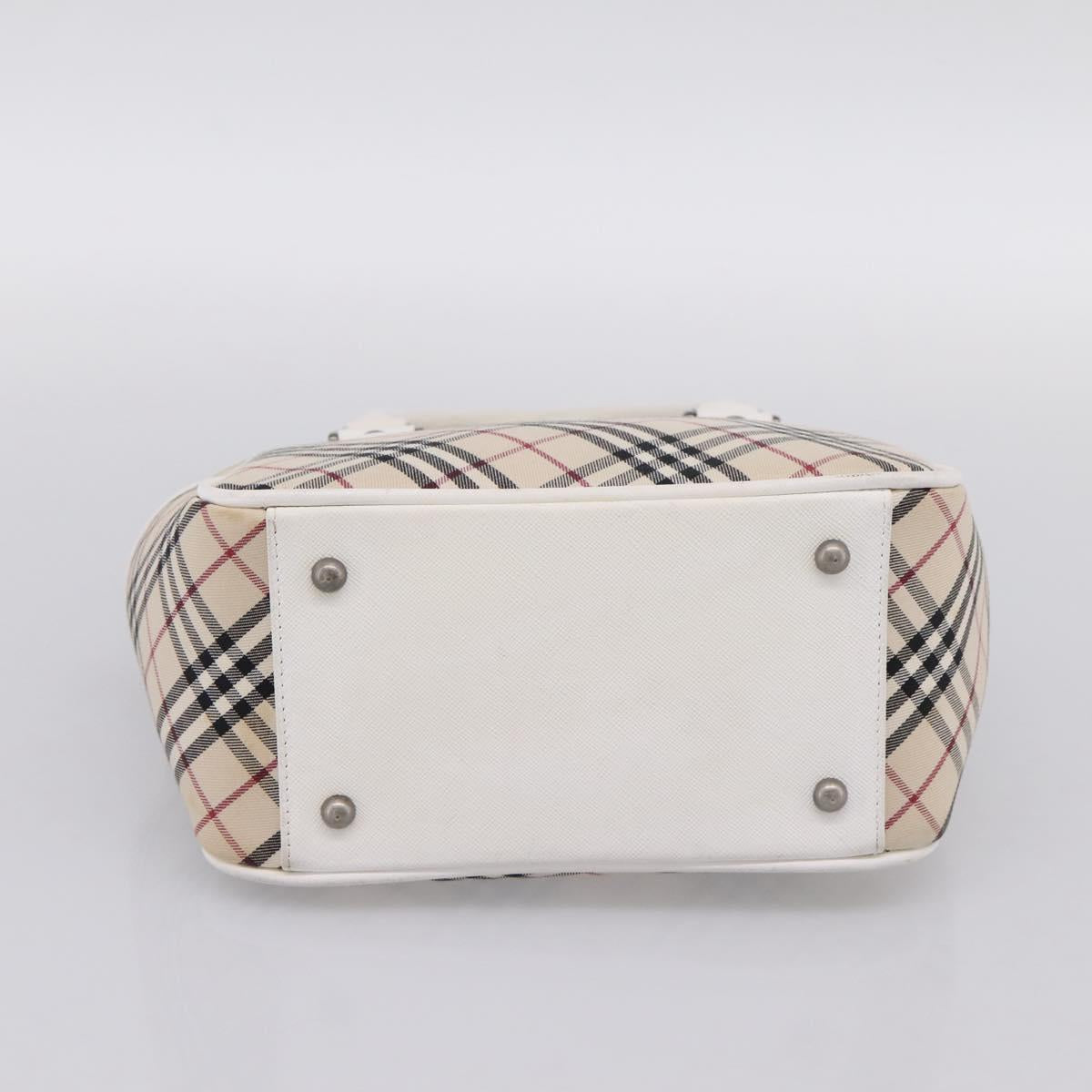 BURBERRY Nova Check Hand Bag Canvas Beige Silver Auth 198700A