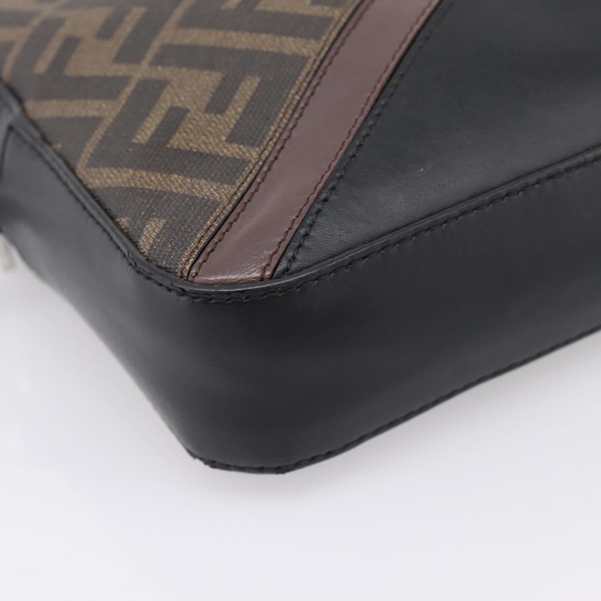 FENDI Zucca Canvas Diagonal Camera Case Bag PVC Brown Black Auth 198702V
