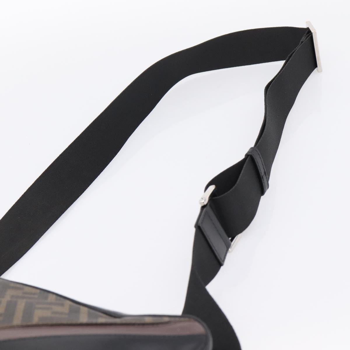 FENDI Zucca Canvas Diagonal Camera Case Bag PVC Brown Black Auth 198702V