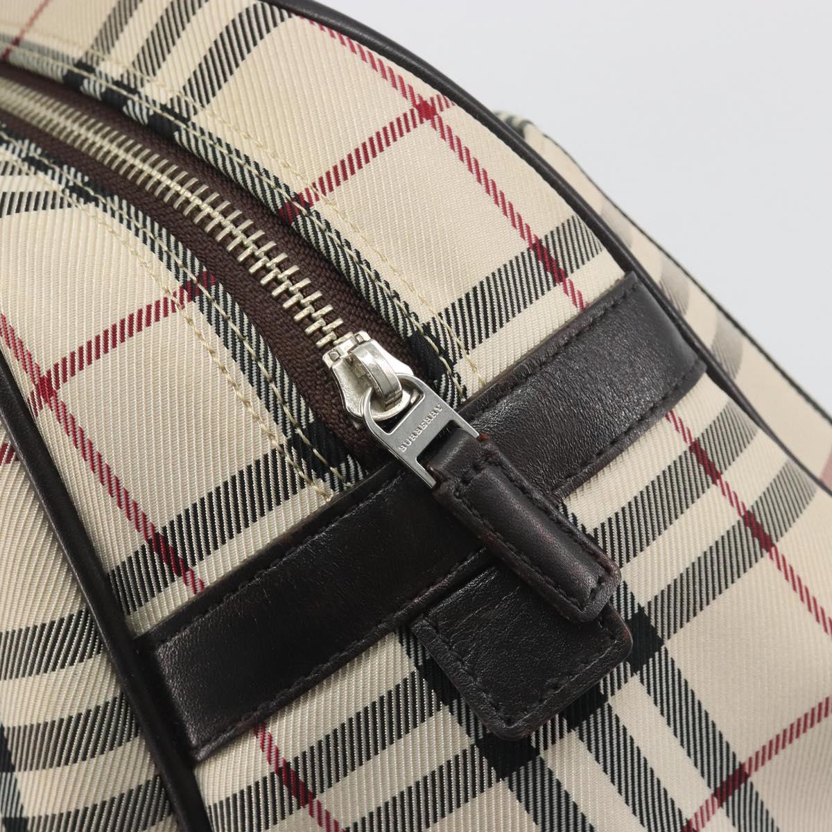 BURBERRY Nova Check Hand Bag Canvas Beige Silver Auth 198703A