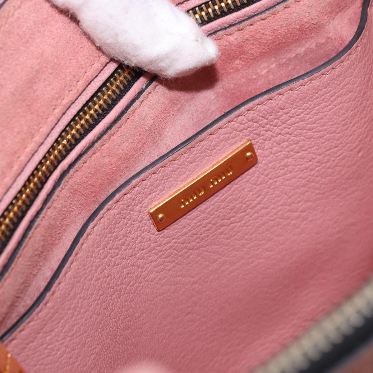 Miu Miu Hand Bag Leather 2way Pink Gold Auth 198705A