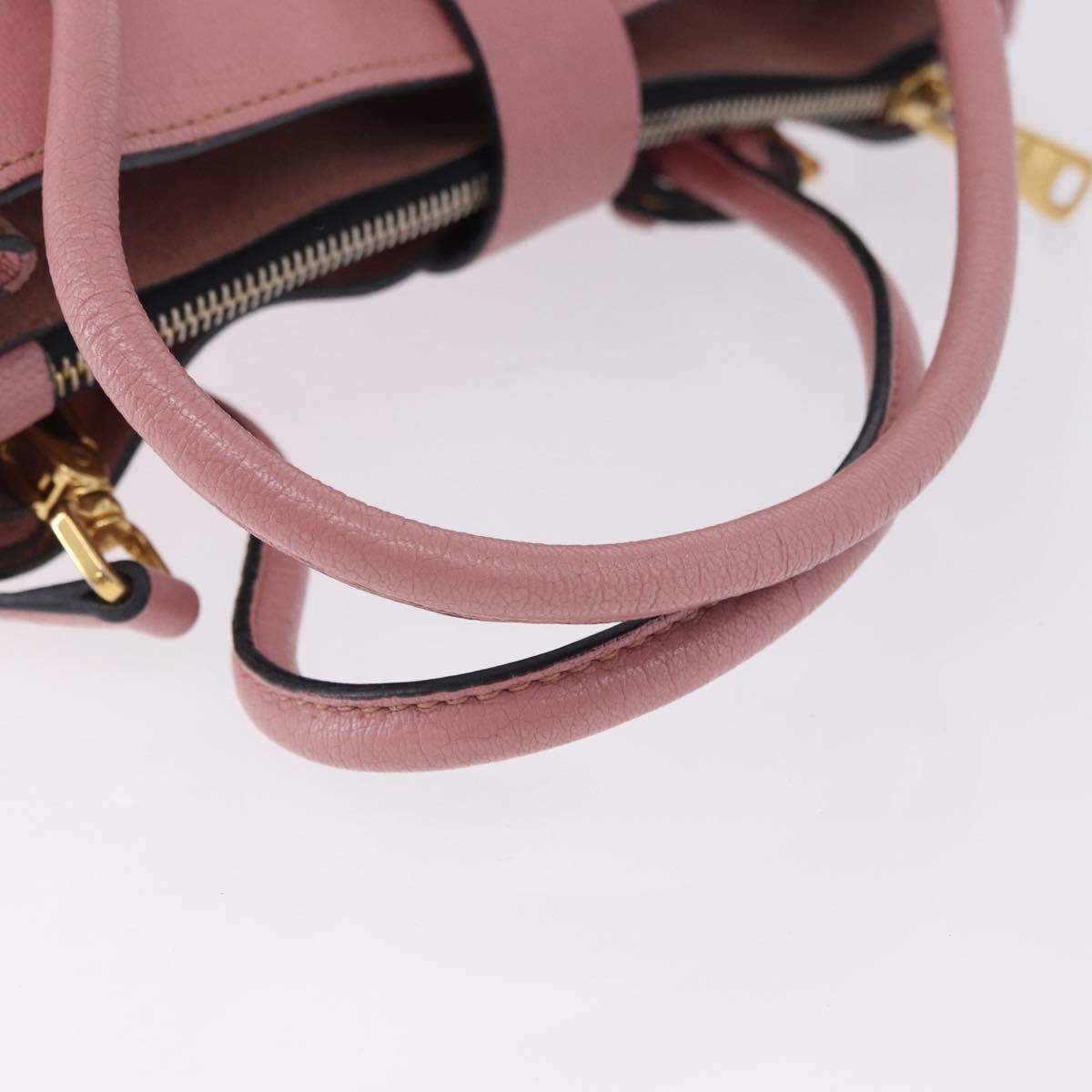 Miu Miu Hand Bag Leather 2way Pink Gold Auth 198705A