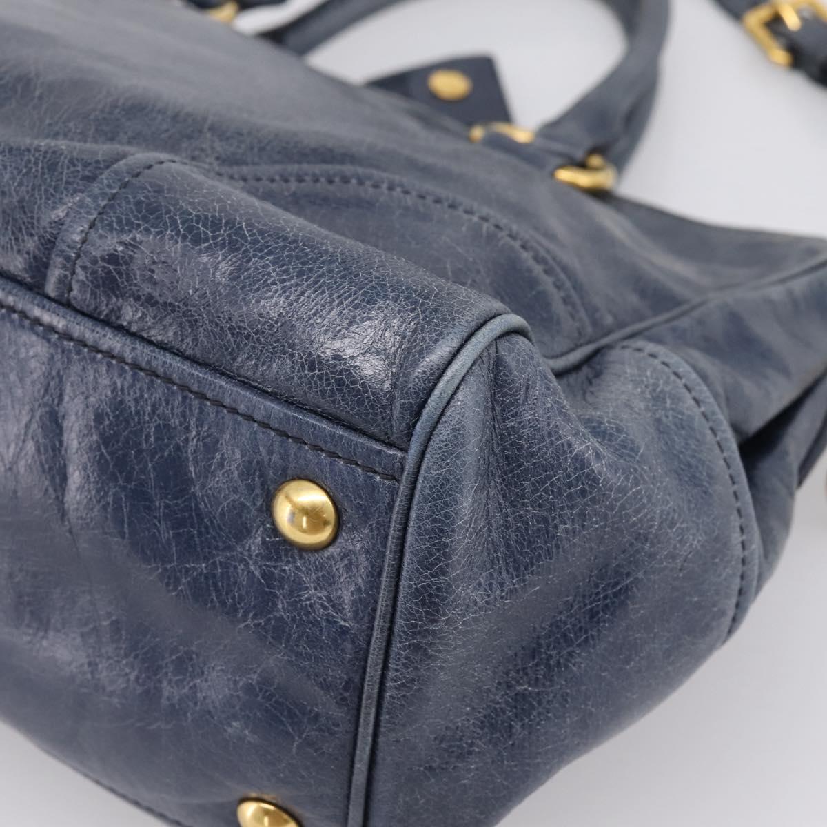 Miu Miu Hand Bag Vitellolux 2way Navy Gold Auth 198706A