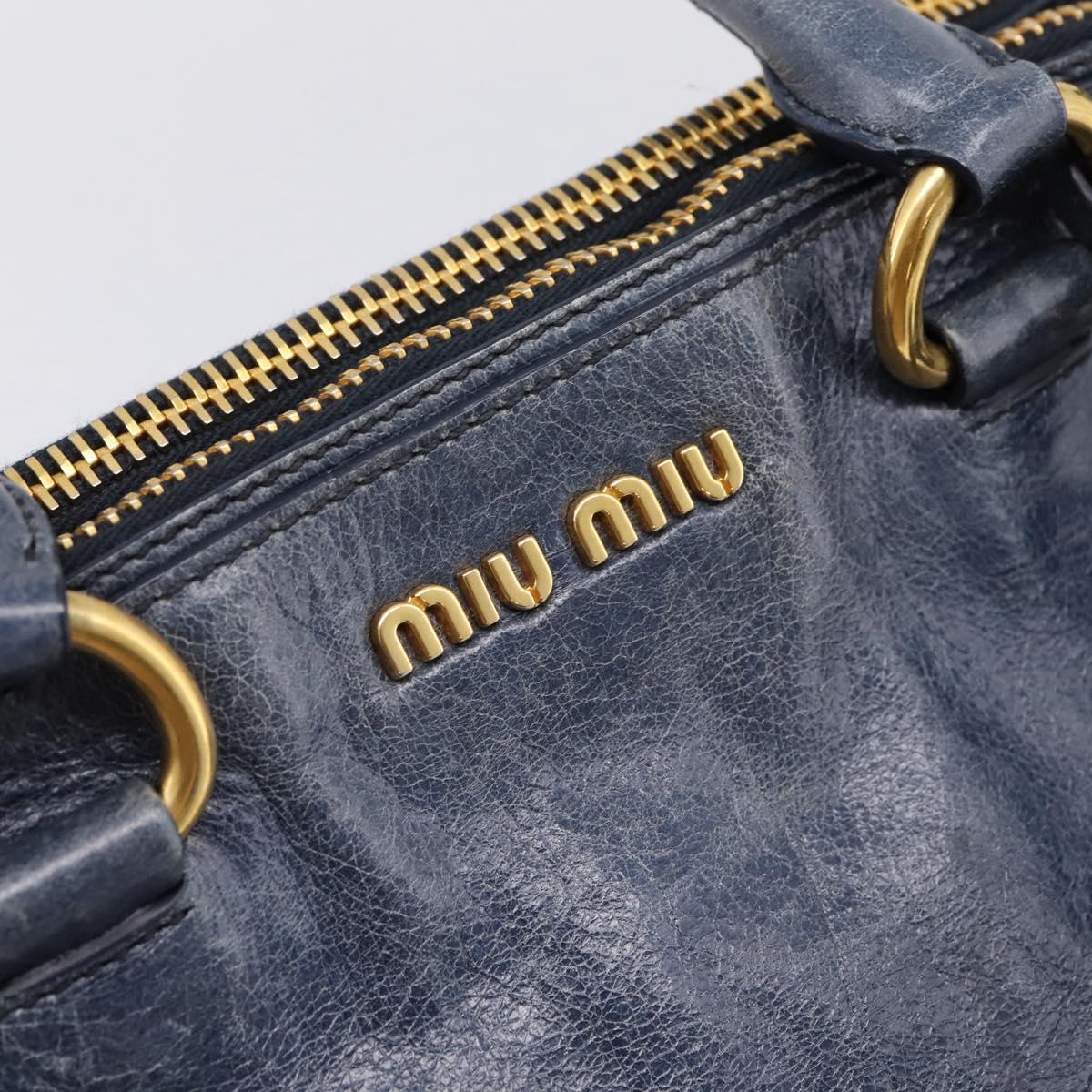 Miu Miu Hand Bag Vitellolux 2way Navy Gold Auth 198706A