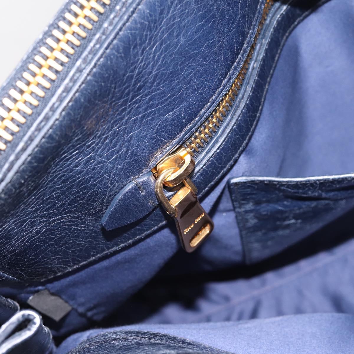 Miu Miu Hand Bag Vitellolux 2way Navy Gold Auth 198706A