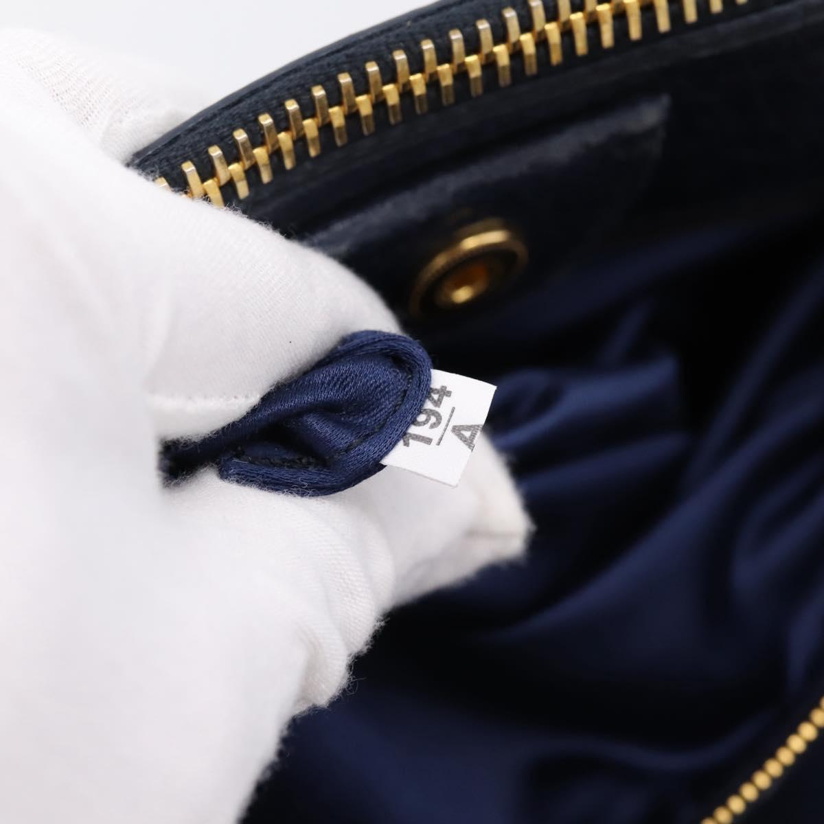 Miu Miu Hand Bag Vitellolux 2way Navy Gold Auth 198706A