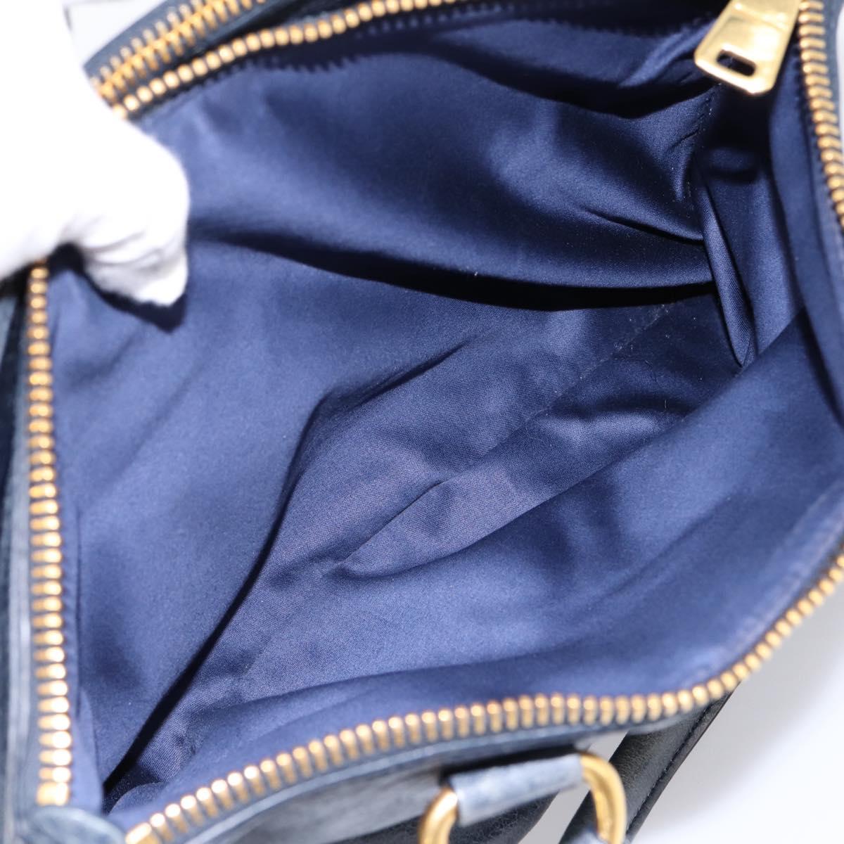 Miu Miu Hand Bag Vitellolux 2way Navy Gold Auth 198706A