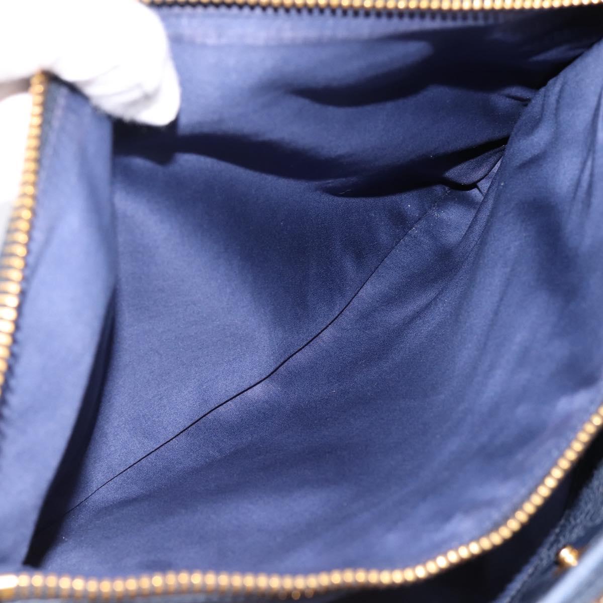 Miu Miu Hand Bag Vitellolux 2way Navy Gold Auth 198706A