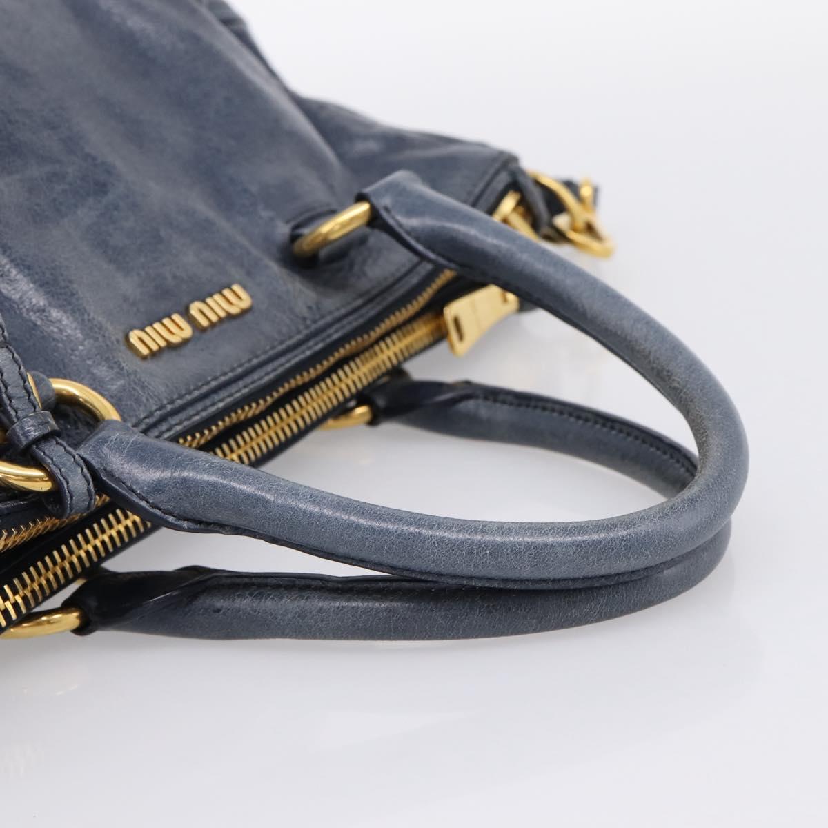 Miu Miu Hand Bag Vitellolux 2way Navy Gold Auth 198706A