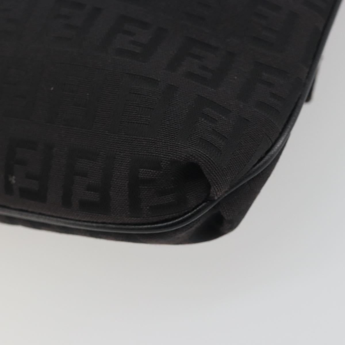 FENDI Zucchino Canvas Mamma Baguette Shoulder Bag Black Auth 198707A