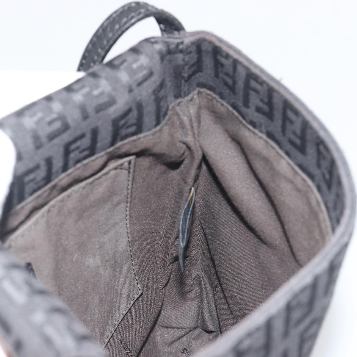 FENDI Zucchino Canvas Mamma Baguette Shoulder Bag Black Auth 198707A