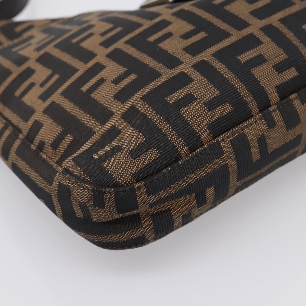 FENDI Zucca Canvas Mamma Baguette Shoulder Bag Brown Black Auth 198708V