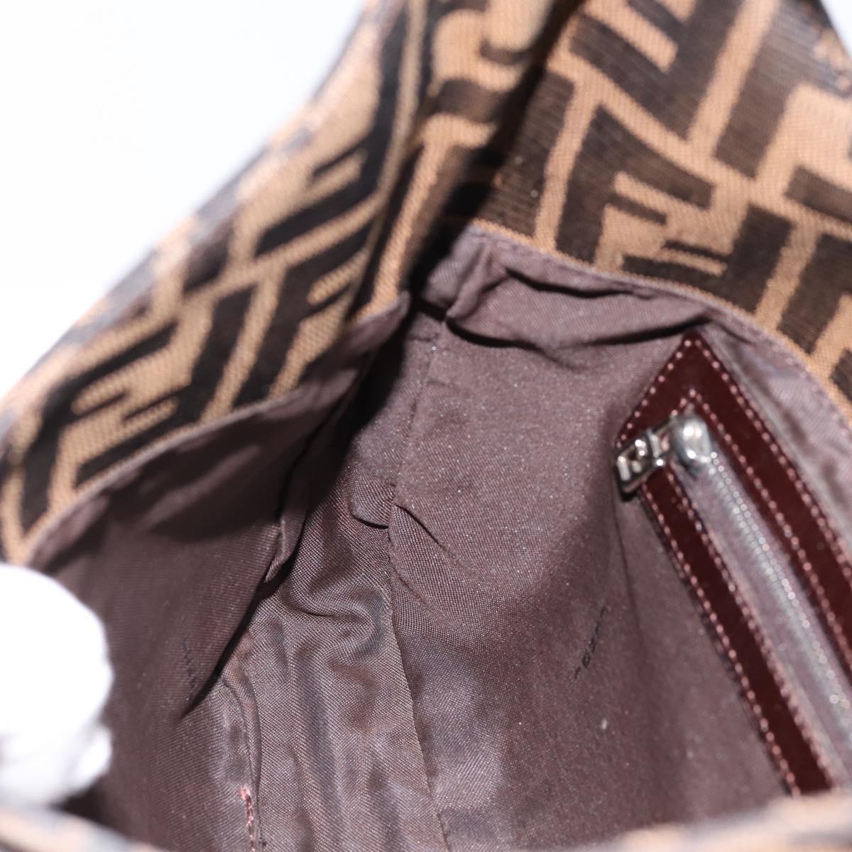 FENDI Zucca Canvas Mamma Baguette Shoulder Bag Brown Black Auth 198708V