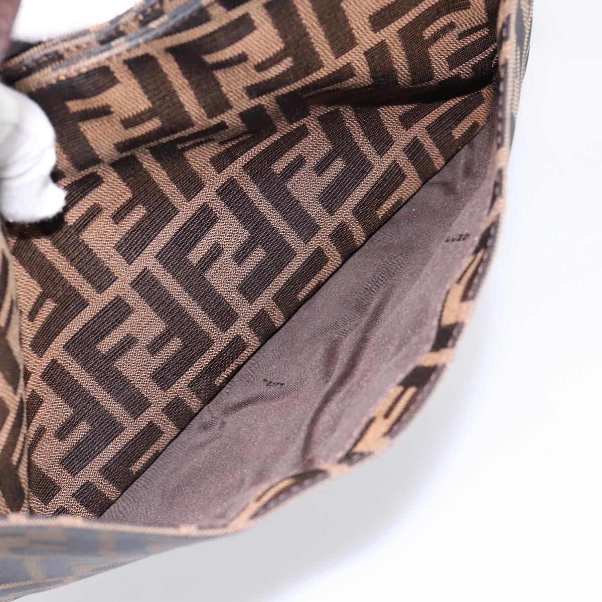 FENDI Zucca Canvas Mamma Baguette Shoulder Bag Brown Black Auth 198708V