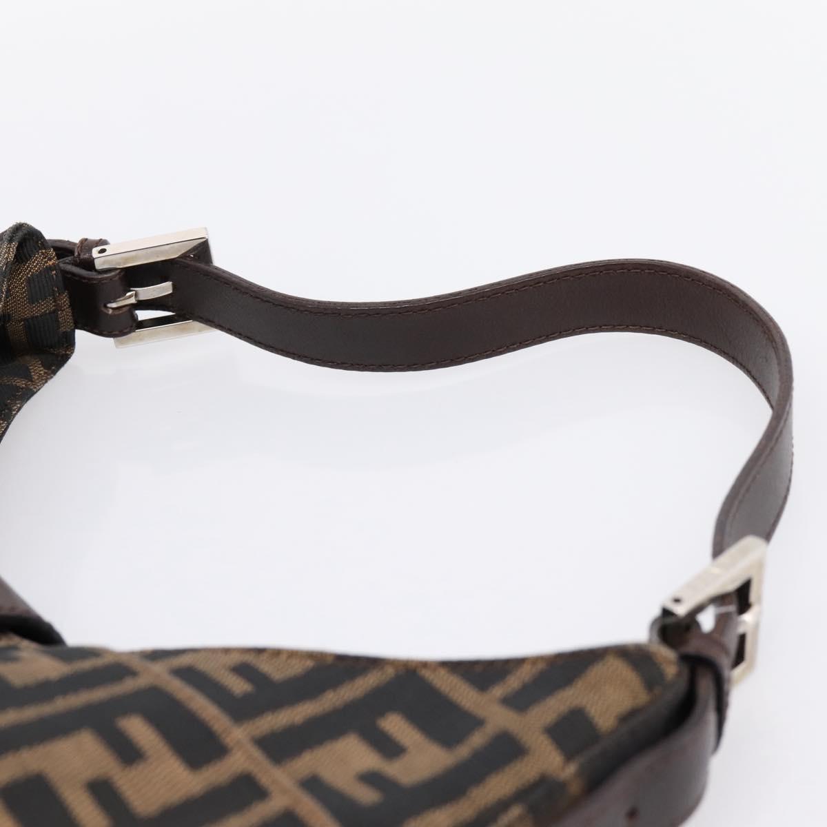 FENDI Zucca Canvas Mamma Baguette Shoulder Bag Brown Black Auth 198708V