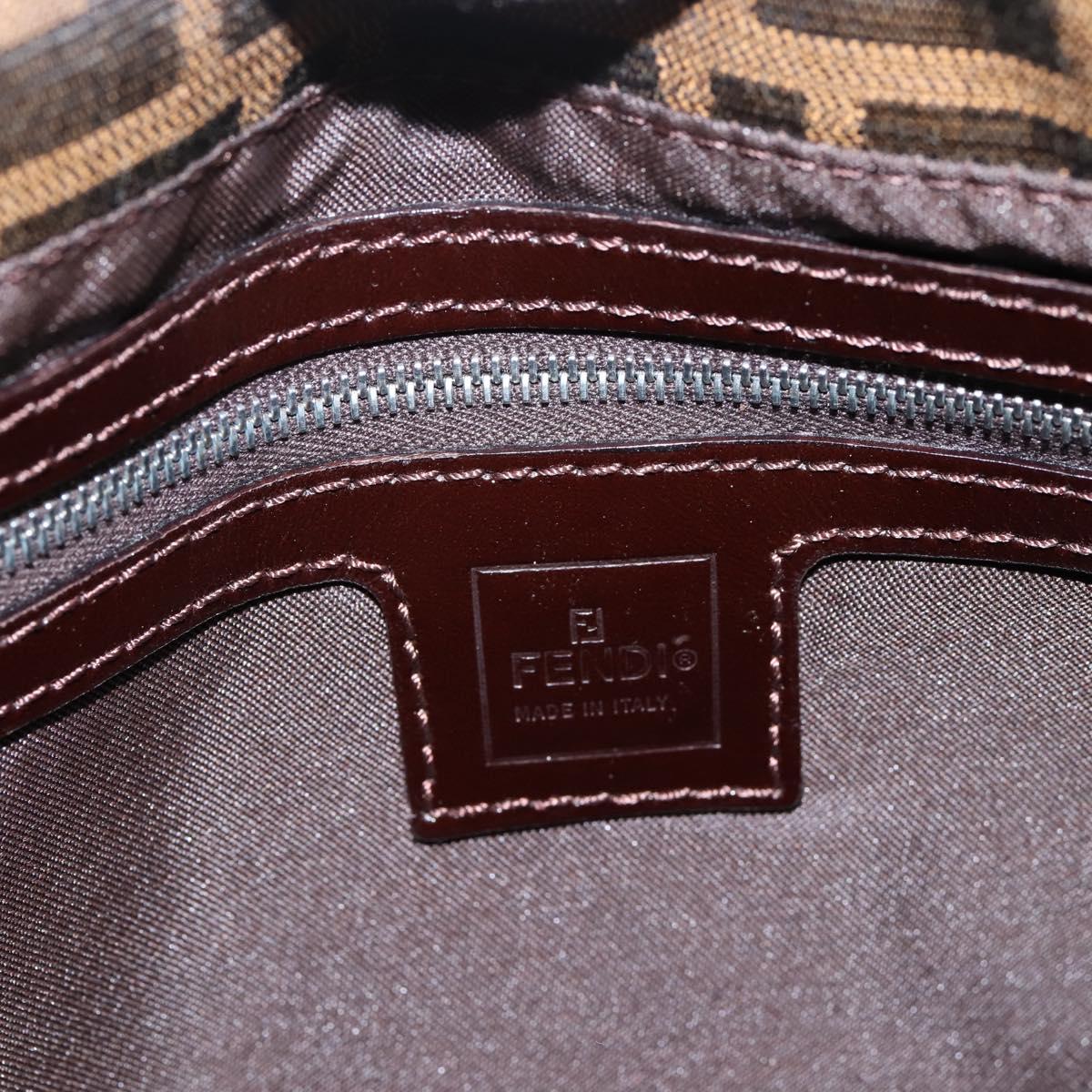 FENDI Zucca Canvas Mamma Baguette Shoulder Bag Brown Black Auth 198709A