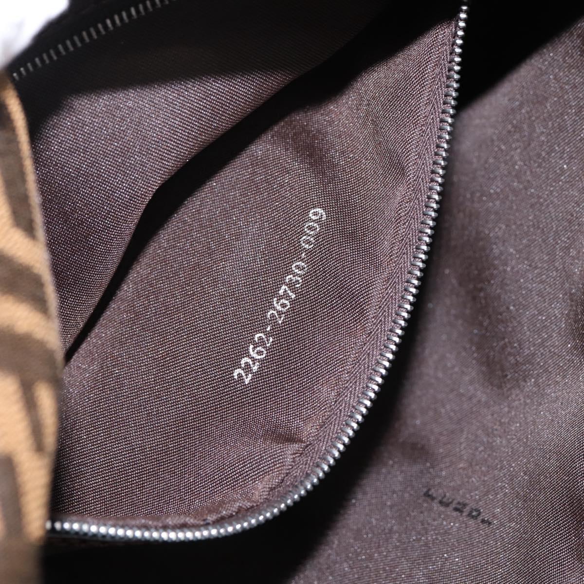 FENDI Zucca Canvas Mamma Baguette Shoulder Bag Brown Black Auth 198709A