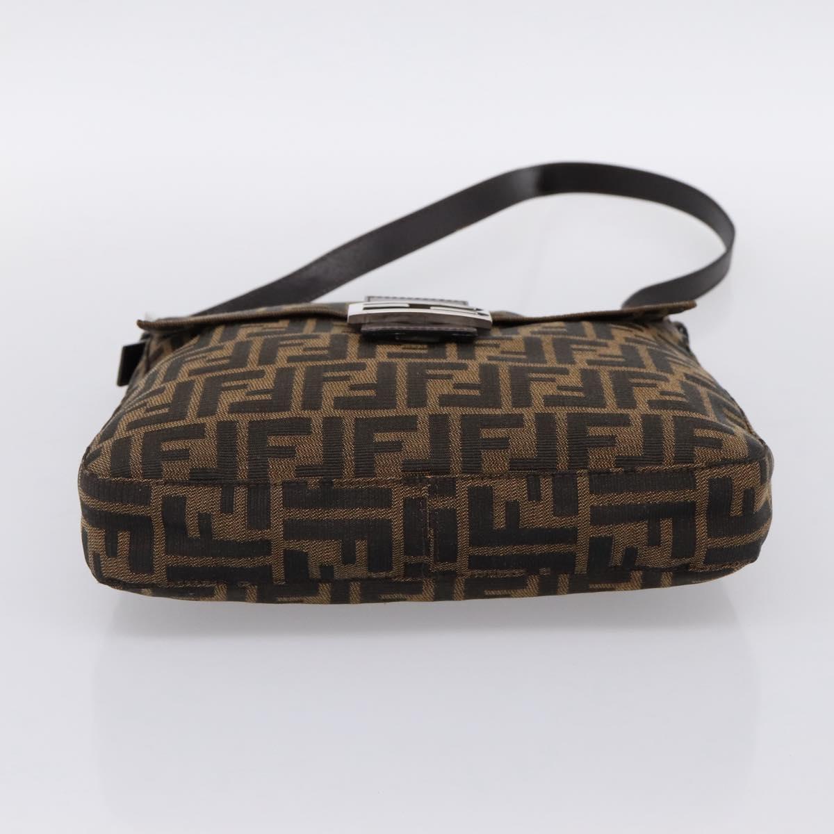 FENDI Zucca Canvas Mamma Baguette Shoulder Bag Brown Black Auth 198709A
