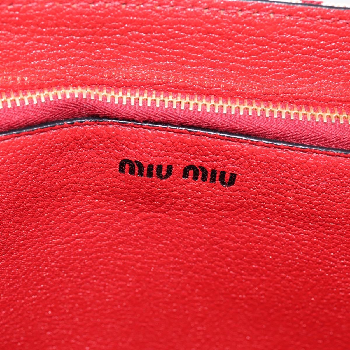 Miu Miu Chain Shoulder Bag Canvas 2way Red Gold Auth 198710A