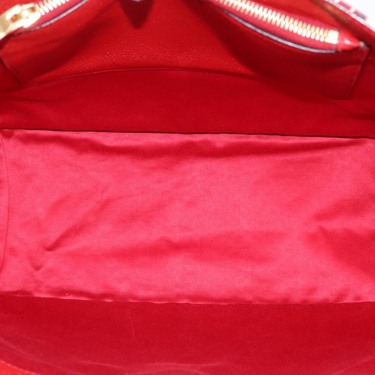 Miu Miu Chain Shoulder Bag Canvas 2way Red Gold Auth 198710A