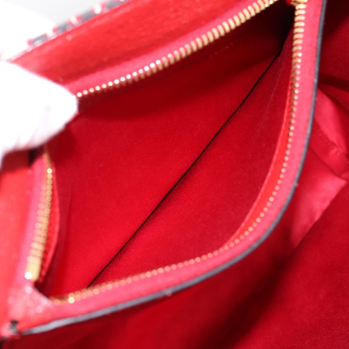 Miu Miu Chain Shoulder Bag Canvas 2way Red Gold Auth 198710A