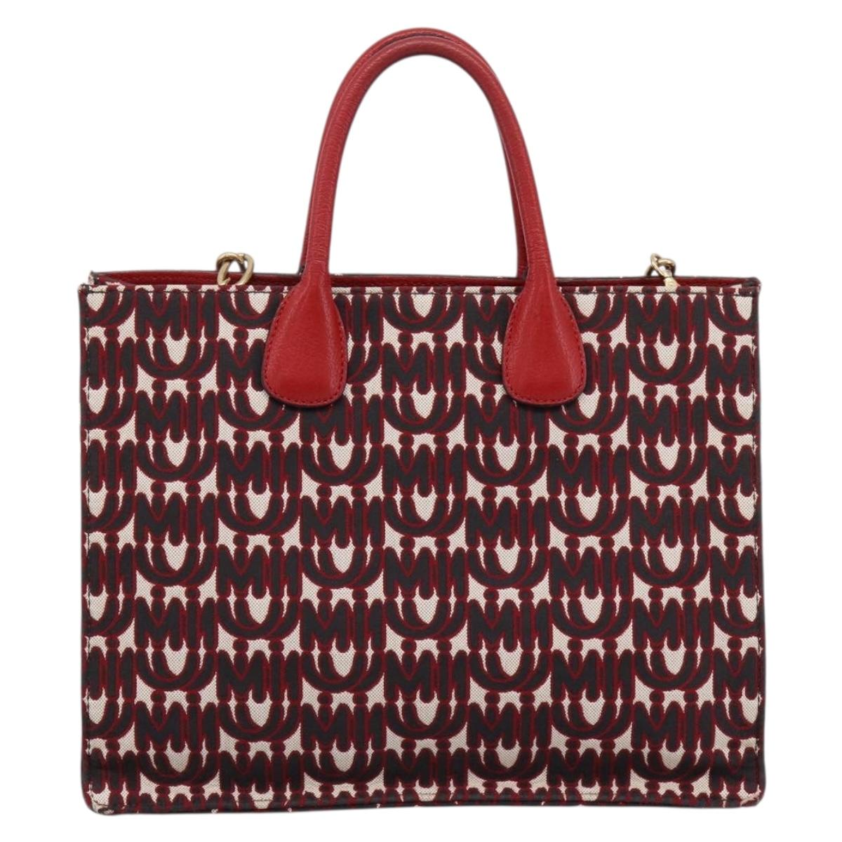 Miu Miu Chain Shoulder Bag Canvas 2way Red Gold Auth 198710A