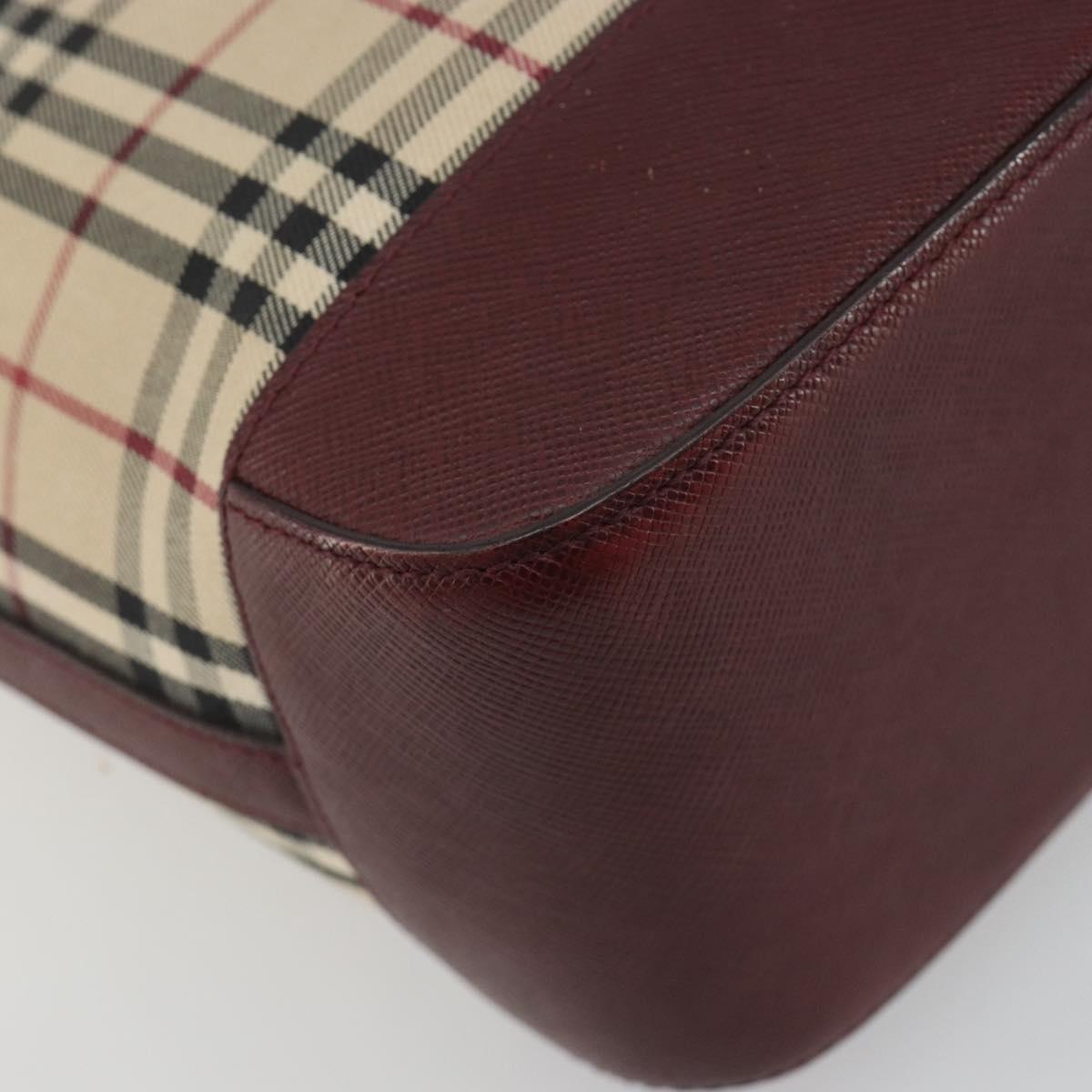 BURBERRY Nova Check Tote Bag Canvas Beige Gold Auth 198715