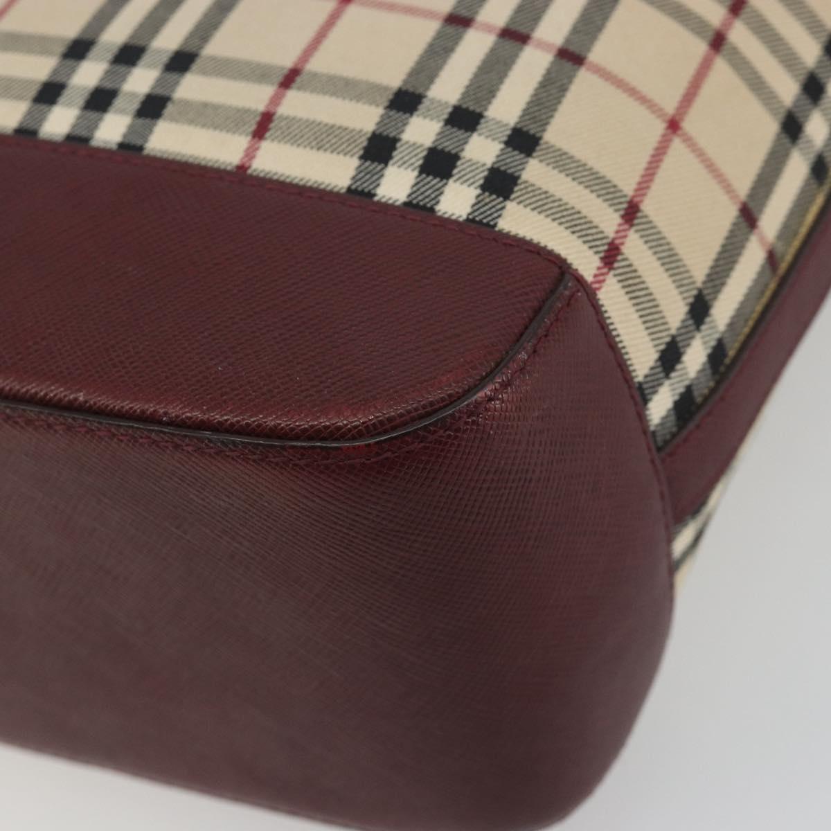 BURBERRY Nova Check Tote Bag Canvas Beige Gold Auth 198715