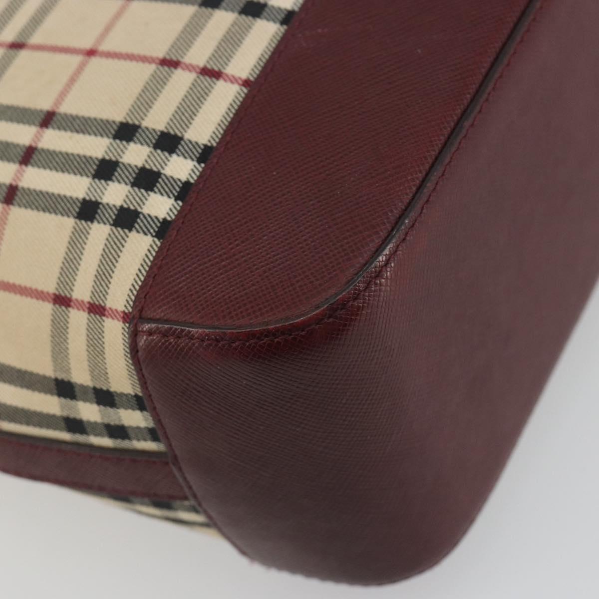 BURBERRY Nova Check Tote Bag Canvas Beige Gold Auth 198715