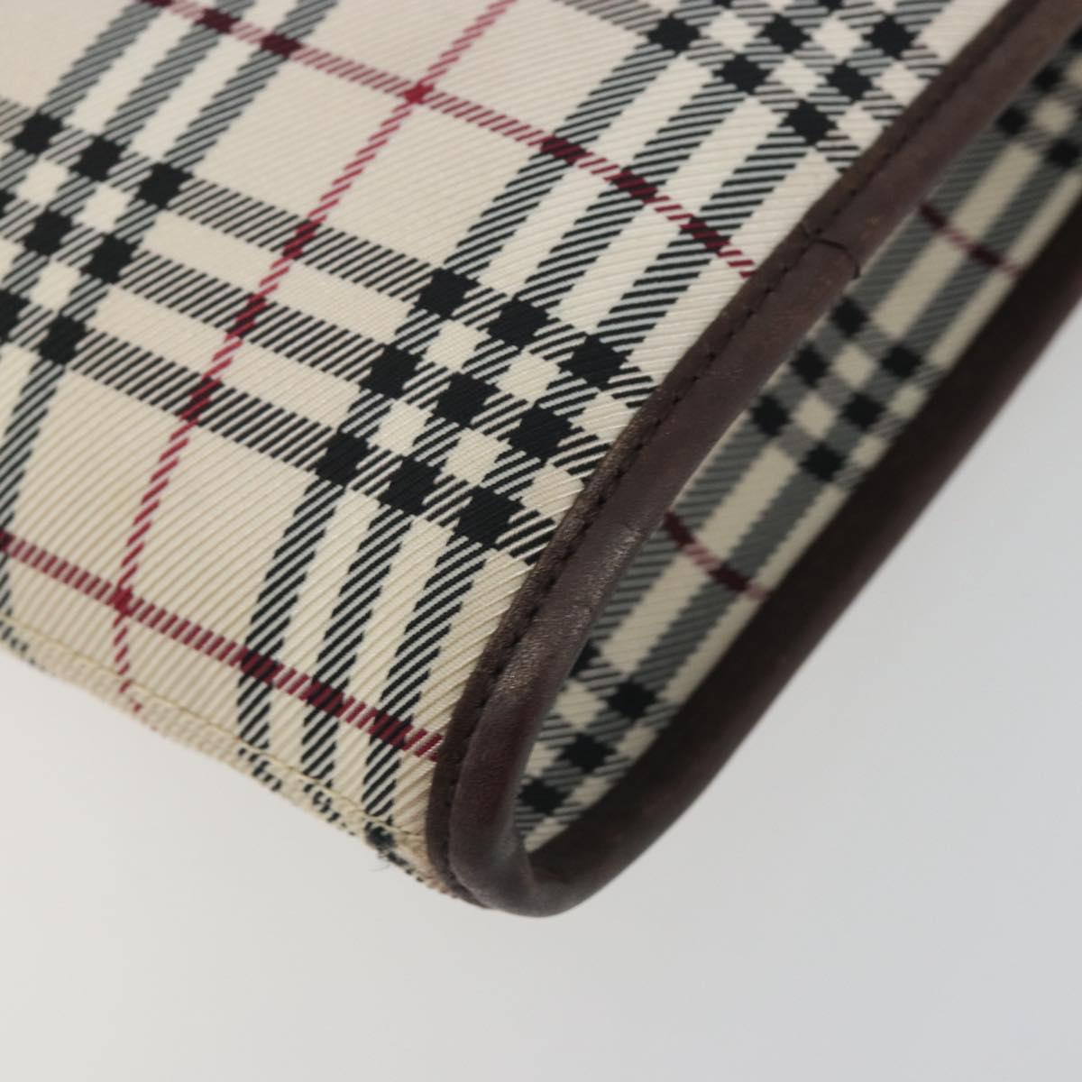 BURBERRY Nova Check Shoulder Bag Canvas Beige Silver Auth 198716A
