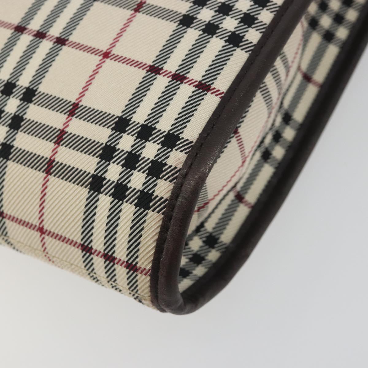 BURBERRY Nova Check Shoulder Bag Canvas Beige Silver Auth 198716A