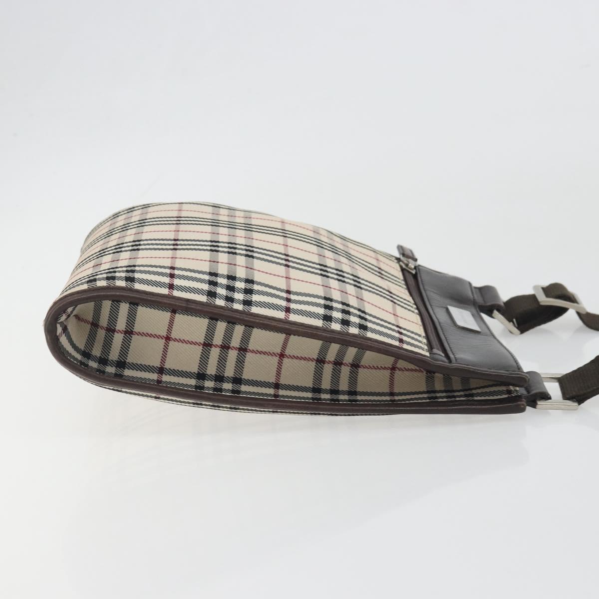 BURBERRY Nova Check Shoulder Bag Canvas Beige Silver Auth 198716A