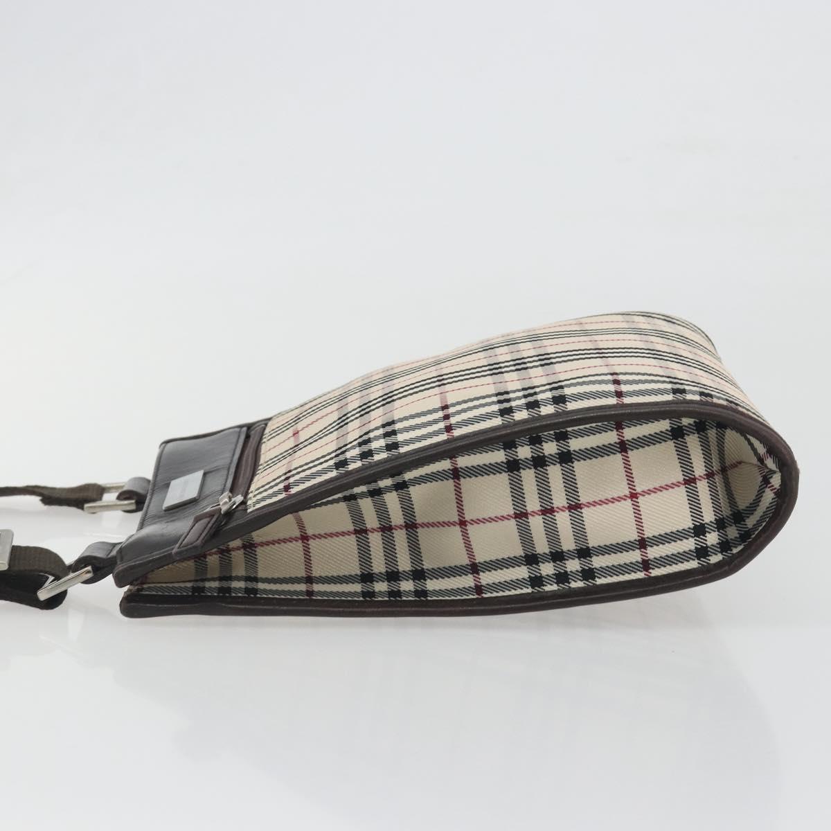 BURBERRY Nova Check Shoulder Bag Canvas Beige Silver Auth 198716A