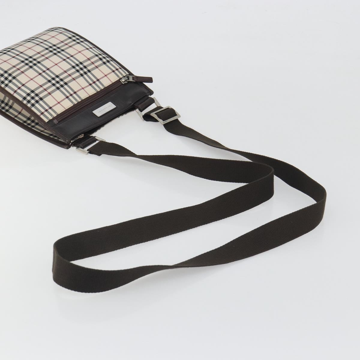 BURBERRY Nova Check Shoulder Bag Canvas Beige Silver Auth 198716A