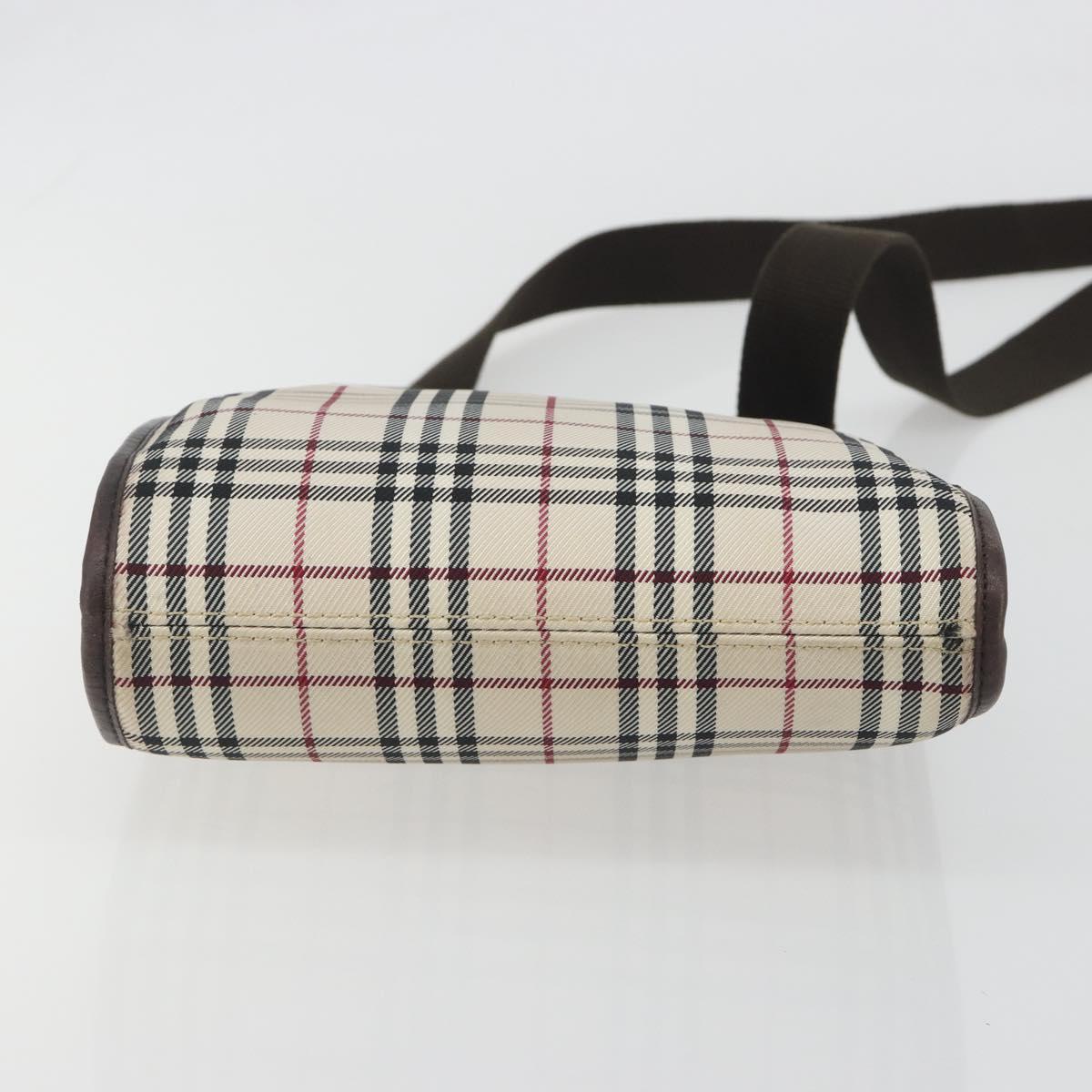 BURBERRY Nova Check Shoulder Bag Canvas Beige Silver Auth 198716A