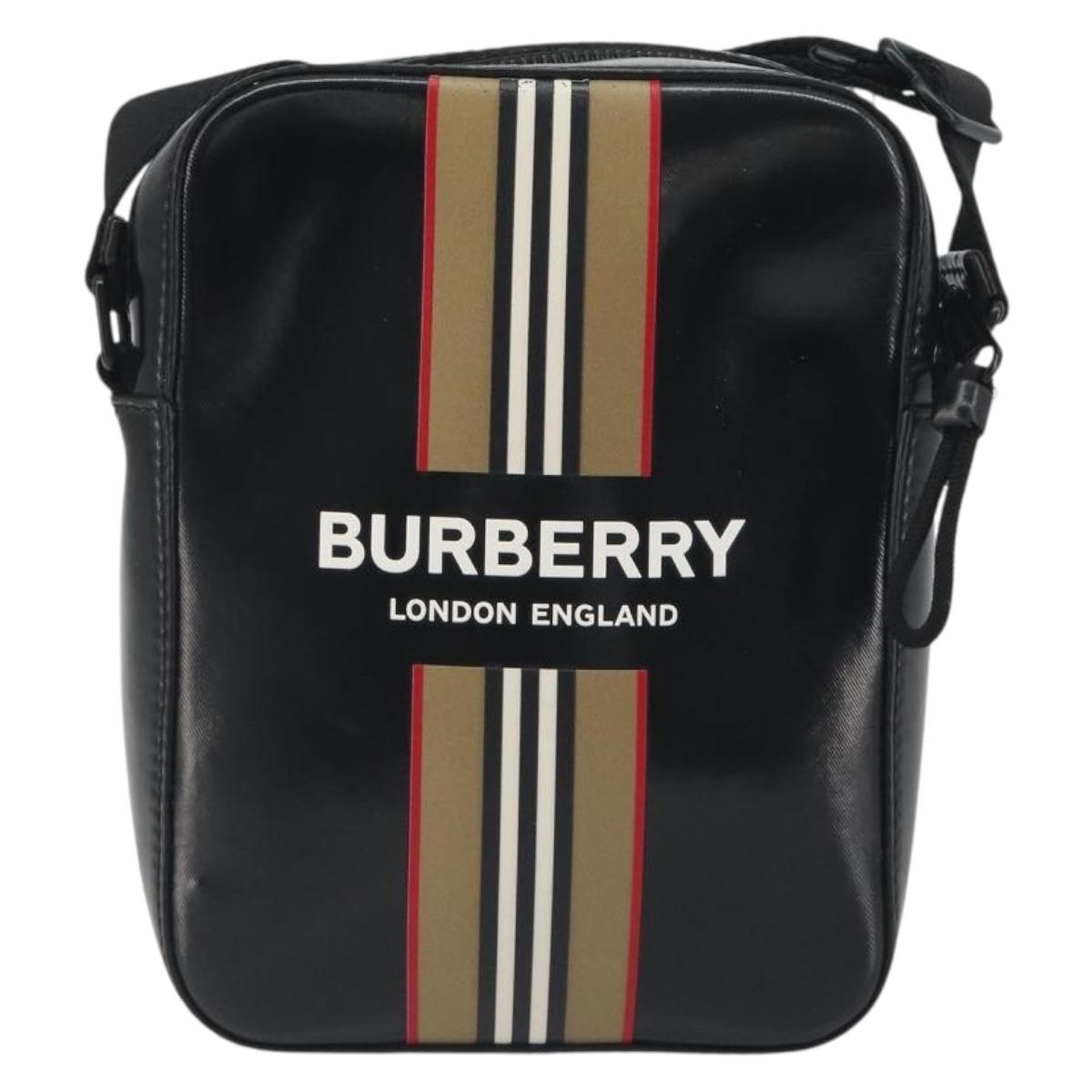 BURBERRY Thornton Messenger Shoulder Bag PVC Canvas Black Auth 198717A