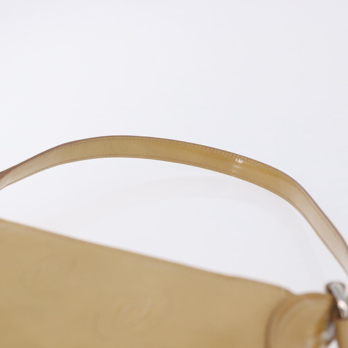 CARTIER Shoulder Bag Patent leather Beige Silver Auth 198718V
