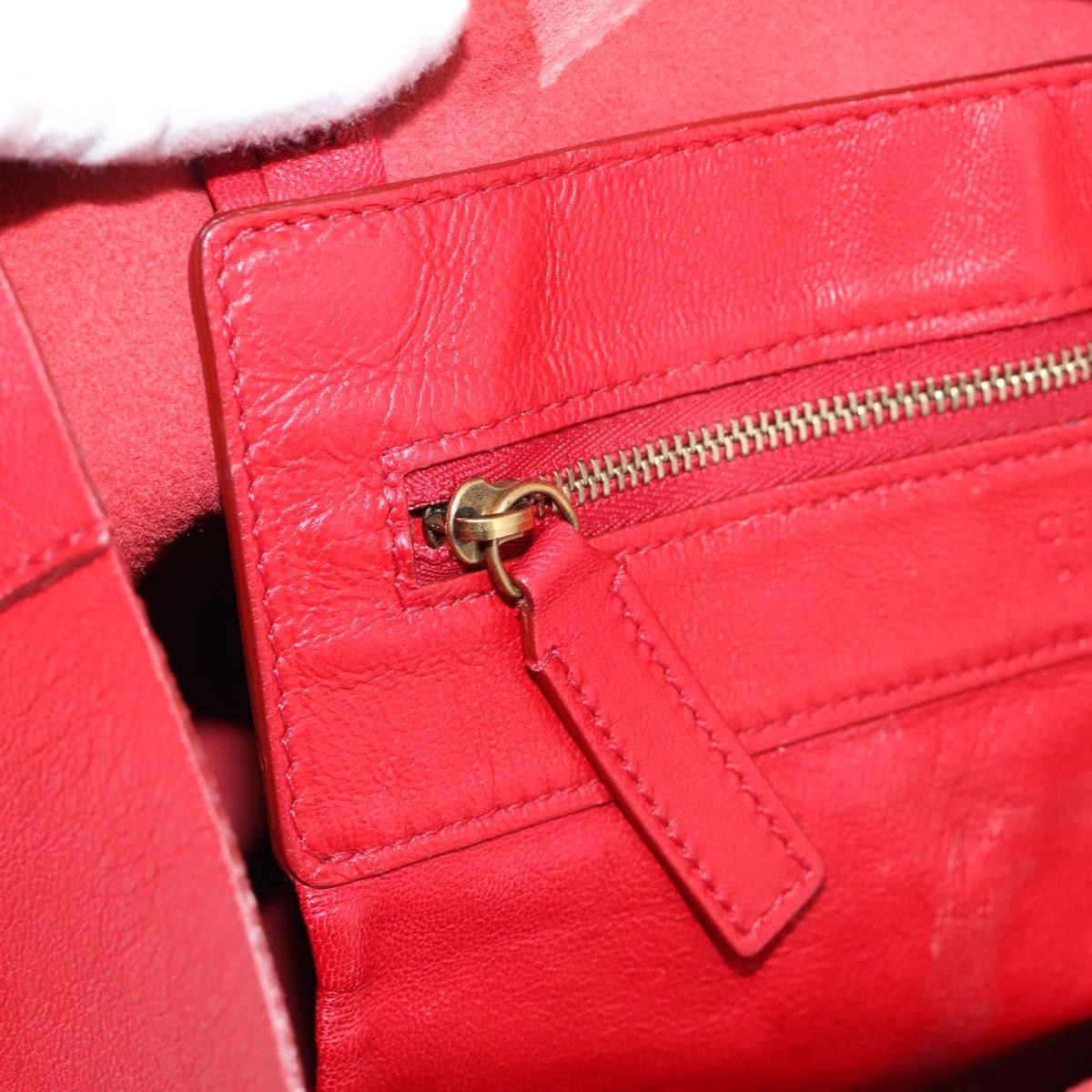CELINE Horizontal Cabas Tote Bag Leather Red Gold Auth 198719
