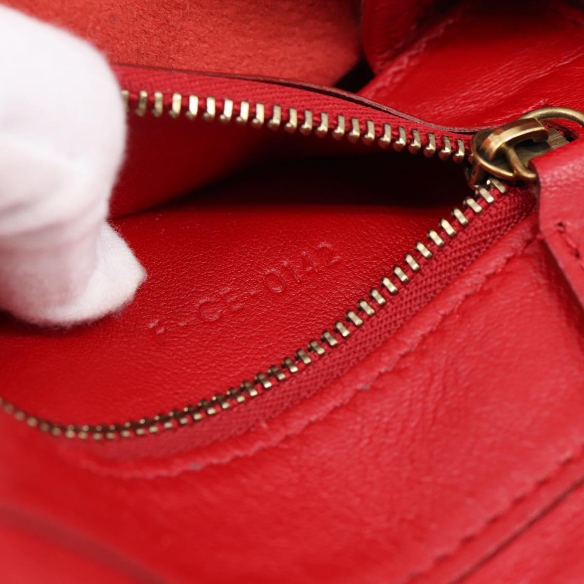 CELINE Horizontal Cabas Tote Bag Leather Red Gold Auth 198719