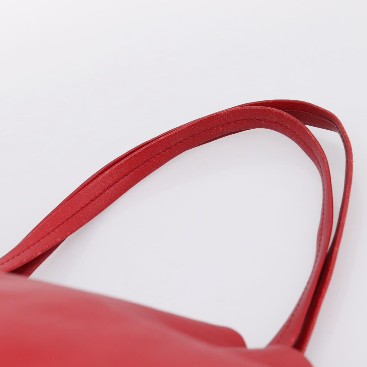 CELINE Horizontal Cabas Tote Bag Leather Red Gold Auth 198719