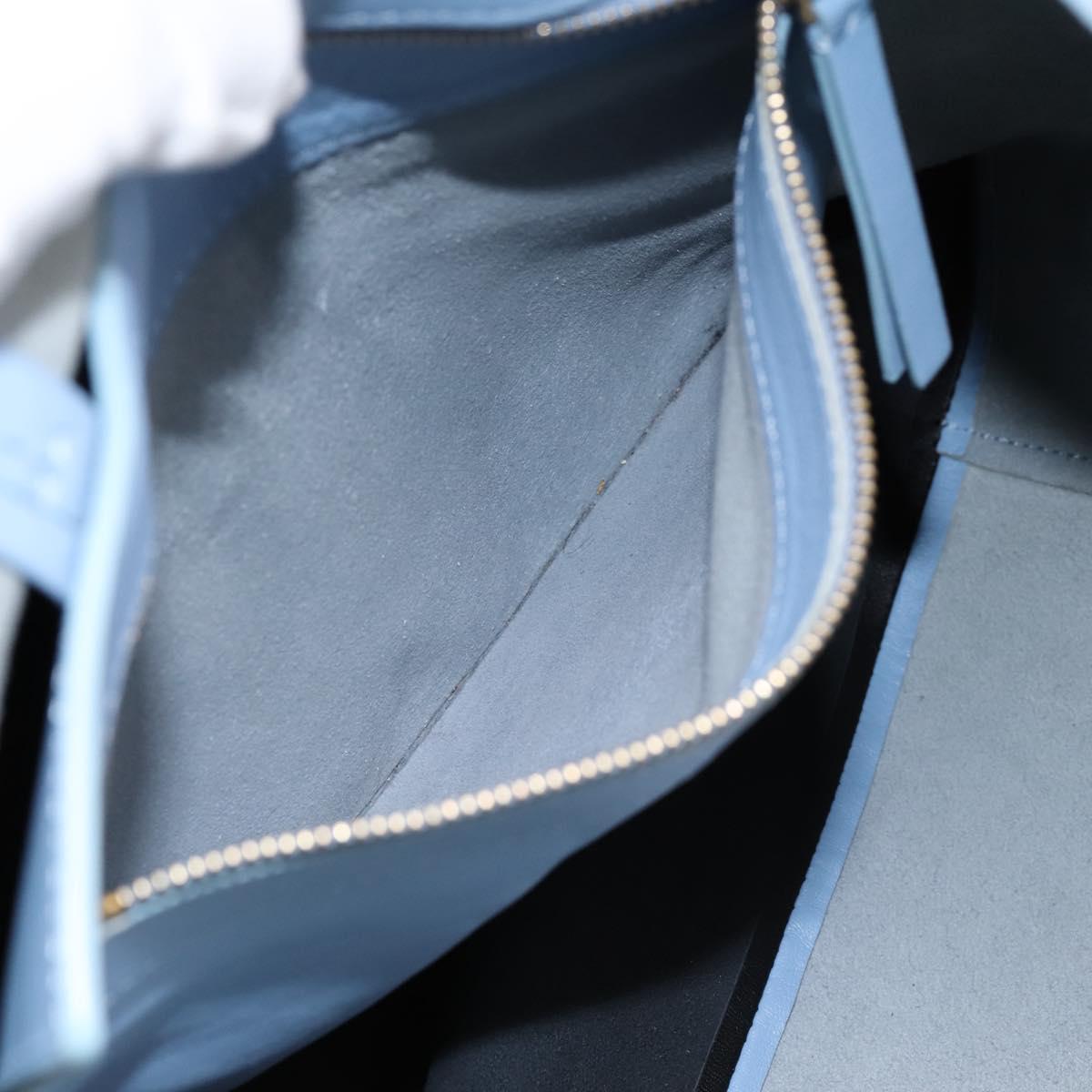 CELINE Horizontal Kabbalaj Hand Bag Leather Light Blue Gold Auth 198720A