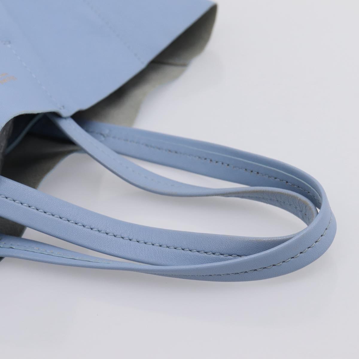 CELINE Horizontal Kabbalaj Hand Bag Leather Light Blue Gold Auth 198720A